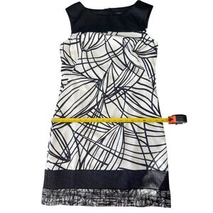 Ann Taylor Black Cream Abstract Print‎ Sheath Dress Size 10 Sleeveless Classic
